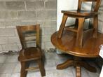 tafel en stoelen, 100 tot 150 cm, 100 tot 150 cm, Rond, Eikenhout