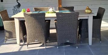 Te koop : 6 stoelen + tafel 200 x 95 cm beschikbaar voor biedingen