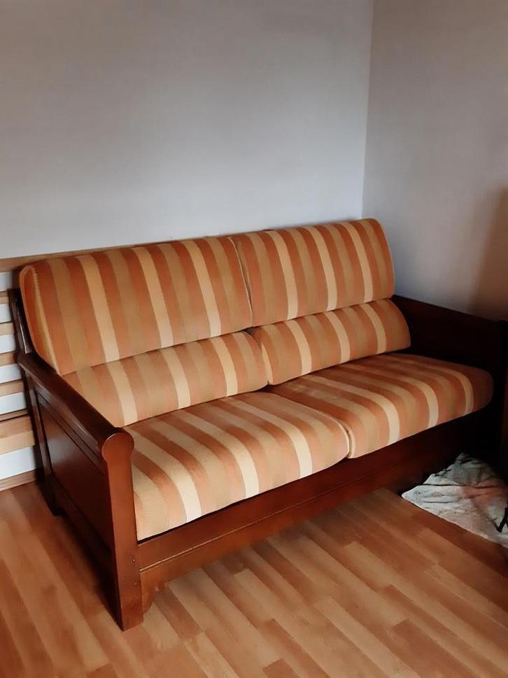 Bank + twee fauteuils Jacques Leleu collectie, Huis en Inrichting, Fauteuils, Zo goed als nieuw, Hout, Stof, 125 cm of meer, 75 tot 100 cm