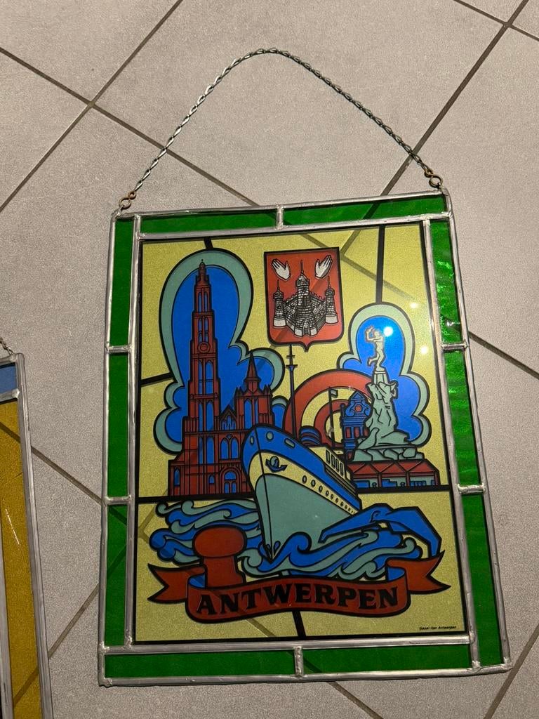 Vintage glas-in-lood, Antiquités & Art, Art | Peinture | Abstraite, Enlèvement