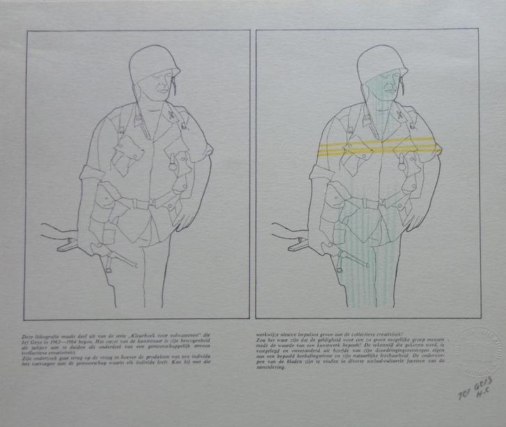 JEF GEYS / KLEURBOEK VOLWASSENEN / LITHO + POTLOOD / 33x35cm, Antiek en Kunst, Kunst | Litho's en Zeefdrukken, Ophalen of Verzenden
