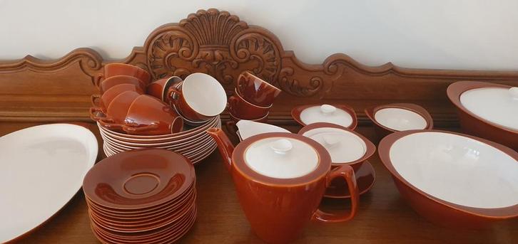 vintage terracgeglazuurd aardewerk floris meydam 1955, Antiek en Kunst, Antiek | Servies compleet, Ophalen