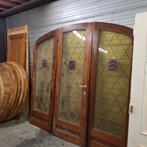 Drieslag deuren – massief hout & loodglas met wapenschilden, Gebruikt, 80 tot 100 cm, Glas, Binnendeur