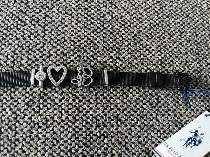 US POLO ASSN  armband meshband/ bedels  nieuw met labels, Handtassen en Accessoires, Armbanden, Nieuw, Staal, Zwart, Met bedels of kralen