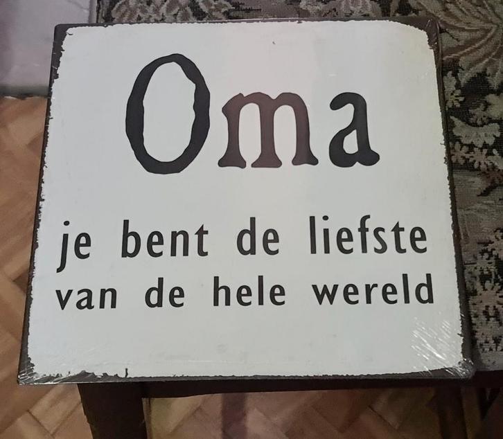 Metalen bord Oma de liefste van de wereld, Huis en Inrichting, Woonaccessoires | Tekstborden en Spreuken, Nieuw, Ophalen of Verzenden