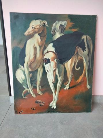 John Dix Belgisch olieverf schilderij windhond Greyhound beschikbaar voor biedingen