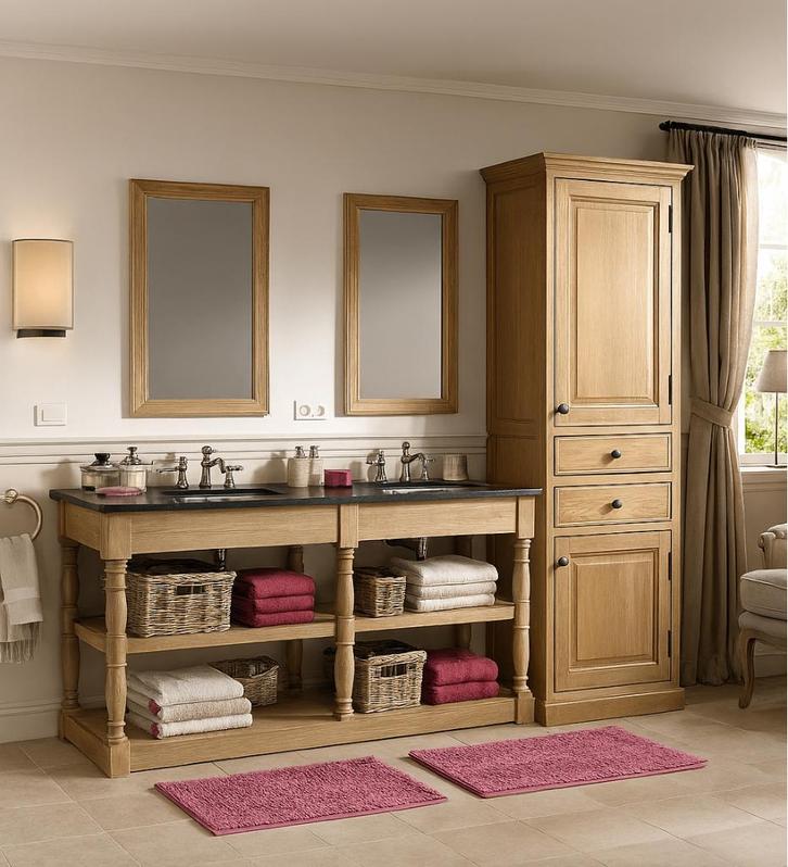 Badkamerset van massief eikenhout - House of Ascott, Huis en Inrichting, Badkamer | Badkamermeubels, Nieuw, Wastafelkast, Ophalen