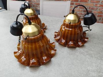 3 hanglampen Peill & Putzler 1970, Moins de 50 cm, Verre, Enlèvement, Utilisé