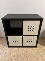 Kallax zwarte plank 77x77cm met drie opbergbakken, Huis en Inrichting, Ophalen, Nieuw, Moderne