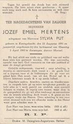 Bombardement Mortsel 5 april 1943 Jozef Emiel Mertens, Verzamelen, Bidprentjes en Rouwkaarten, Ophalen of Verzenden