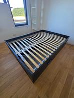 IKEA BRIMNES Bedframe met opbergruimte, zwart 140x200 cm, Huis en Inrichting, Slaapkamer | Bedden, Ophalen, Zwart, Tweepersoons