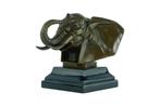 Bronzen beeld van een olifantenkop in Art Deco stijl, Verzenden, Brons