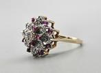 Gouden Vintage ring edelsteen robijn en diamant. 2025/105, Handtassen en Accessoires, Ringen, Ophalen of Verzenden, Zo goed als nieuw