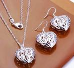 Hartjes ketting en oorbellen van zilver, Ophalen of Verzenden, Nieuw, Zilver, Zilver