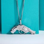 Luxe Revolver hanger met 170 Moissanite stenen – 925 Zilver, Neuf, Autres représentations, Avec pierre précieuse, Argent