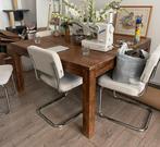 mangohout eettafel houten tafel, Huis en Inrichting, Ophalen, Zo goed als nieuw, Vierkant