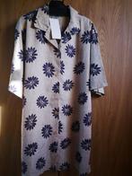 Beige blouse met donkerblauwe bloemen 38, Ophalen of Verzenden, Maat 38/40 (M), Beige
