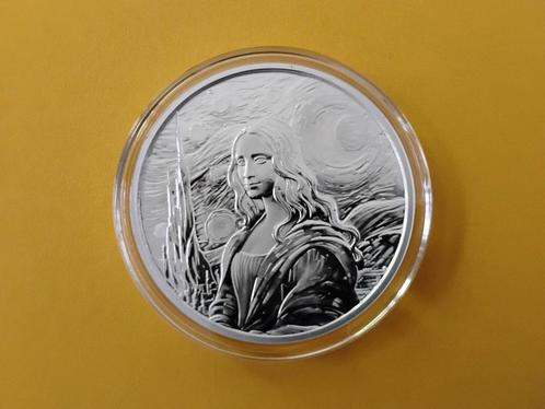 MONA LISA & VAN GOGH ZILVEREN MUNT 1 OZ 2024, Postzegels en Munten, Edelmetalen en Baren, Zilver, Ophalen