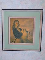 Klassiek schilderij met groene kader, Antiek en Kunst, Ophalen