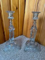 Glazen kandelaars (figuurtjes) met verguld, Ophalen, Glas