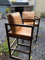 4 lederen barstoelen, Huis en Inrichting, Stoelen, Ophalen, Gebruikt, Vier, Industriele stijl , stoer leer