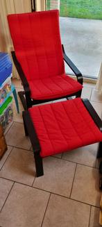 Fauteuil ikea rouge et repose-pieds, Maison & Meubles, Contemporain, Enlèvement, 50 à 75 cm, Tissus
