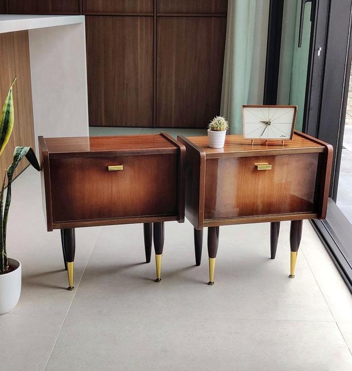 Prachtige set vintage nachtkastjes, Huis en Inrichting, Slaapkamer | Nachtkastjes, Zo goed als nieuw, Ophalen of Verzenden