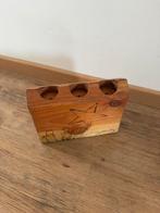 Handgemaakte houten kaarsenhouder - 3 kaarsen., Ophalen, Hout, Bruin, Nieuw