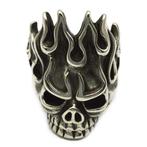 Stoere skull & flame bikerring in roestvrij staal, Handtassen en Accessoires, Ringen, Ophalen of Verzenden, Nieuw, IJzer of Staal