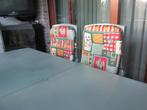 mooie tuintafel met stoelen, ligzetel en paraplu, Kunststof, Rond, Gebruikt, Ophalen