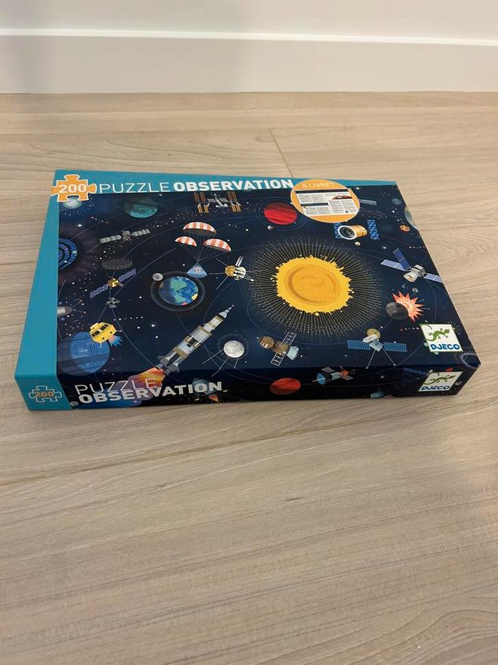 Djeco puzzel Obervation - de ruimte, Hobby en Vrije tijd, Gezelschapsspellen | Overige, Zo goed als nieuw, Een of twee spelers