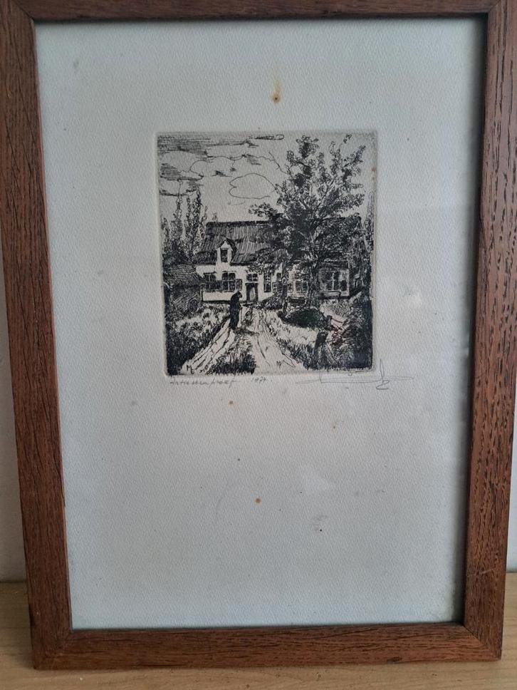 La Ferme du Brasseur à Burcht. IV. 1977, original sur cuivre, Antiek en Kunst, Kunst | Etsen en Gravures, Ophalen of Verzenden
