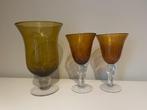 3 vintage oranje vazen of kelken in glas, Maison & Meubles, Accessoires pour la Maison | Vases, Enlèvement, Utilisé, Orange, Verre