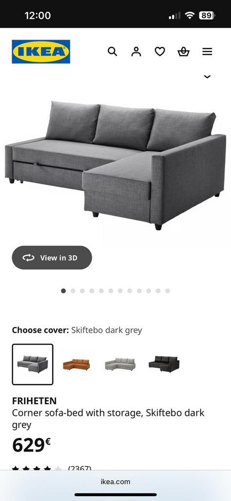 Canapé-lit Ikea Friheten, Maison & Meubles, Chambre à coucher | Canapés-lits, Comme neuf, Gris, Enlèvement