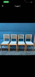 4 houten teak stoelen, Ophalen, Zo goed als nieuw