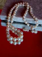 Antieke Akoya parels collier met gouden slot, Handtassen en Accessoires, Kettingen, Ophalen of Verzenden, Zo goed als nieuw, Goud