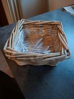 Vierkanten gevlochten rieten mandje NIEUW, Mand, Vierkant, Nieuw, Ophalen of Verzenden