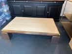 Salontafel Belgo Chrom – travertin & messing, Huis en Inrichting, Ophalen, Gebruikt, Rechthoekig