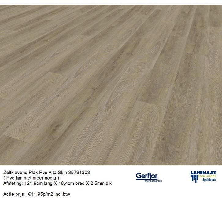 Zelfklevend Plak Pvc Alta Skin 2,5mm dik €11,95m2 incl.btw, Huis en Inrichting, Stoffering | Vloerbedekking, Nieuw, Laminaat, Bruin