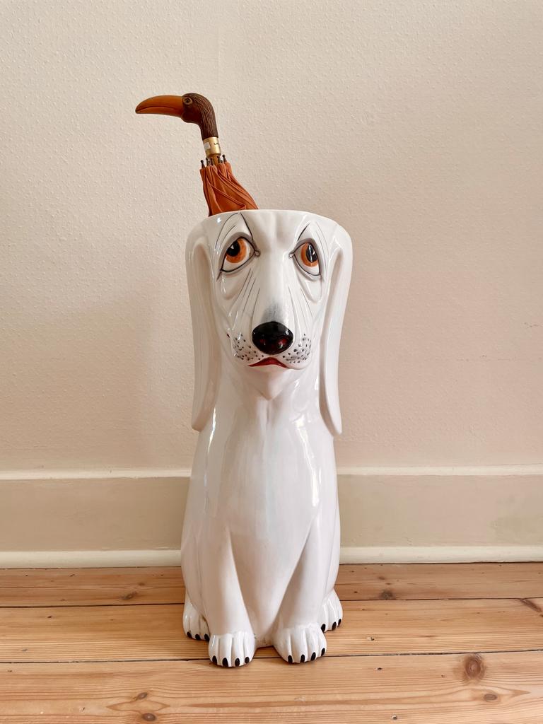 Porte-parapluie chien basset en céramique, Italie, Enlèvement ou Envoi, Utilisé, Matériaux autres