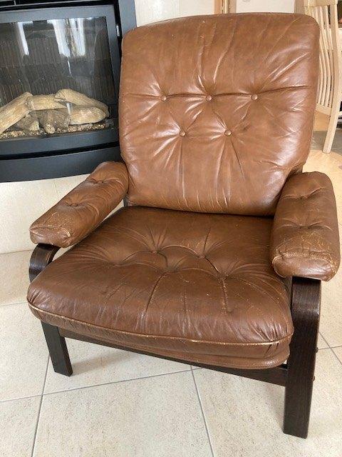 Vintage Ulferts lederen design fauteuil, Maison & Meubles, Canapés | Salons, Utilisé, Une personne, Moins de 150 cm, Moins de 75 cm