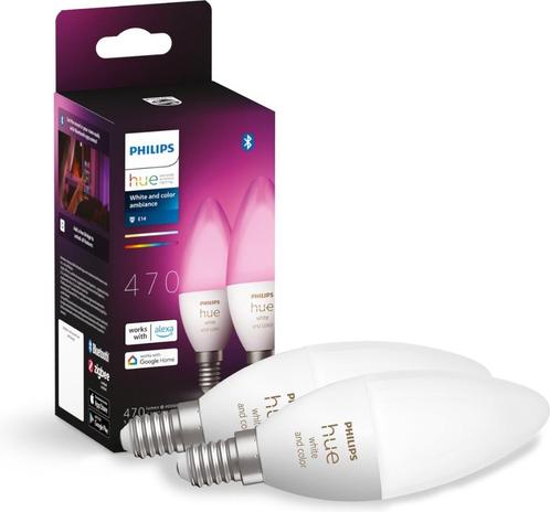 Philips Hue Kaarslamp Lichtbron E14 Duopack - wit en gekleur, Maison & Meubles, Lampes | Lampes en vrac, Neuf, Ampoule LED, Moins de 30 watts