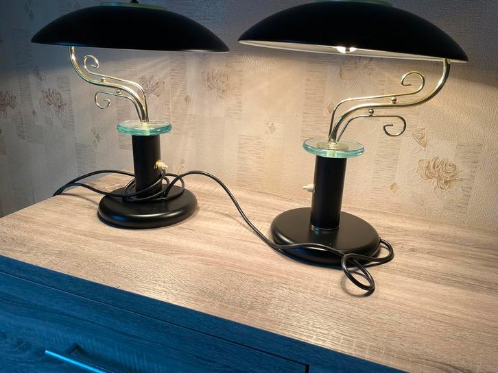 Vintage bank lamp, Huis en Inrichting, Lampen | Tafellampen, Zo goed als nieuw, 50 tot 75 cm, Metaal, Ophalen