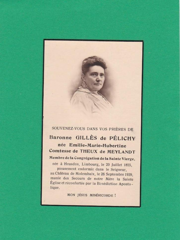 DP Comtesse de Theux de Meylandt Emilie, Verzamelen, Bidprentjes en Rouwkaarten, Bidprentje, Verzenden