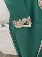 Groene djellaba met wit onderkleed, Enlèvement, Comme neuf, Blanc