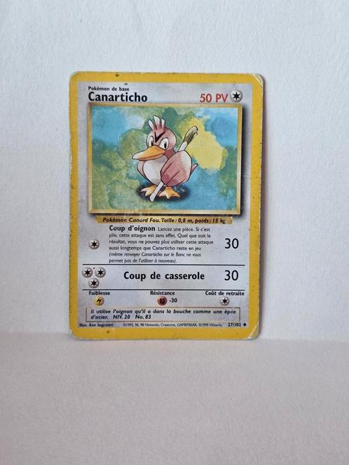 Pokemon Card Canarticho 27/102 (ongebruikelijk) Basisset (F), Hobby en Vrije tijd, Verzamelkaartspellen | Pokémon, Gebruikt, Losse kaart