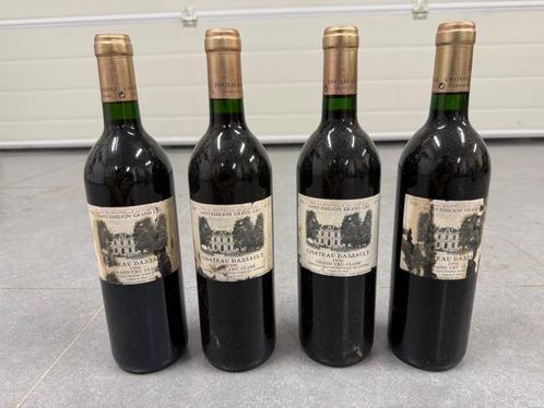 4 x rode wijn Saint-Emilion Grand Cru Château Dassault 1990, Verzamelen, Wijnen, Nieuw, Rode wijn, Frankrijk, Vol, Ophalen