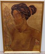 naakt schilderij Pierre Bastin topwerk goud, Antiek en Kunst, Kunst | Schilderijen | Modern, Ophalen of Verzenden