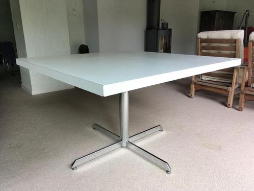 Witte vierkante tafel 120 cm op centrale voet, Maison & Meubles, Tables | Tables à manger, Utilisé, 100 à 150 cm, 100 à 150 cm