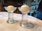 2 bougeoirs en verre, Maison & Meubles, Accessoires pour la Maison | Bougeoirs & Bougies, Comme neuf, Autres matériaux, Chandelier